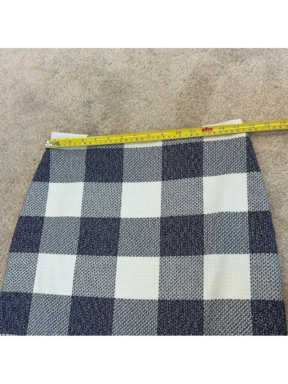 BANANA republic blue white checkered pencil skirt Sz 4